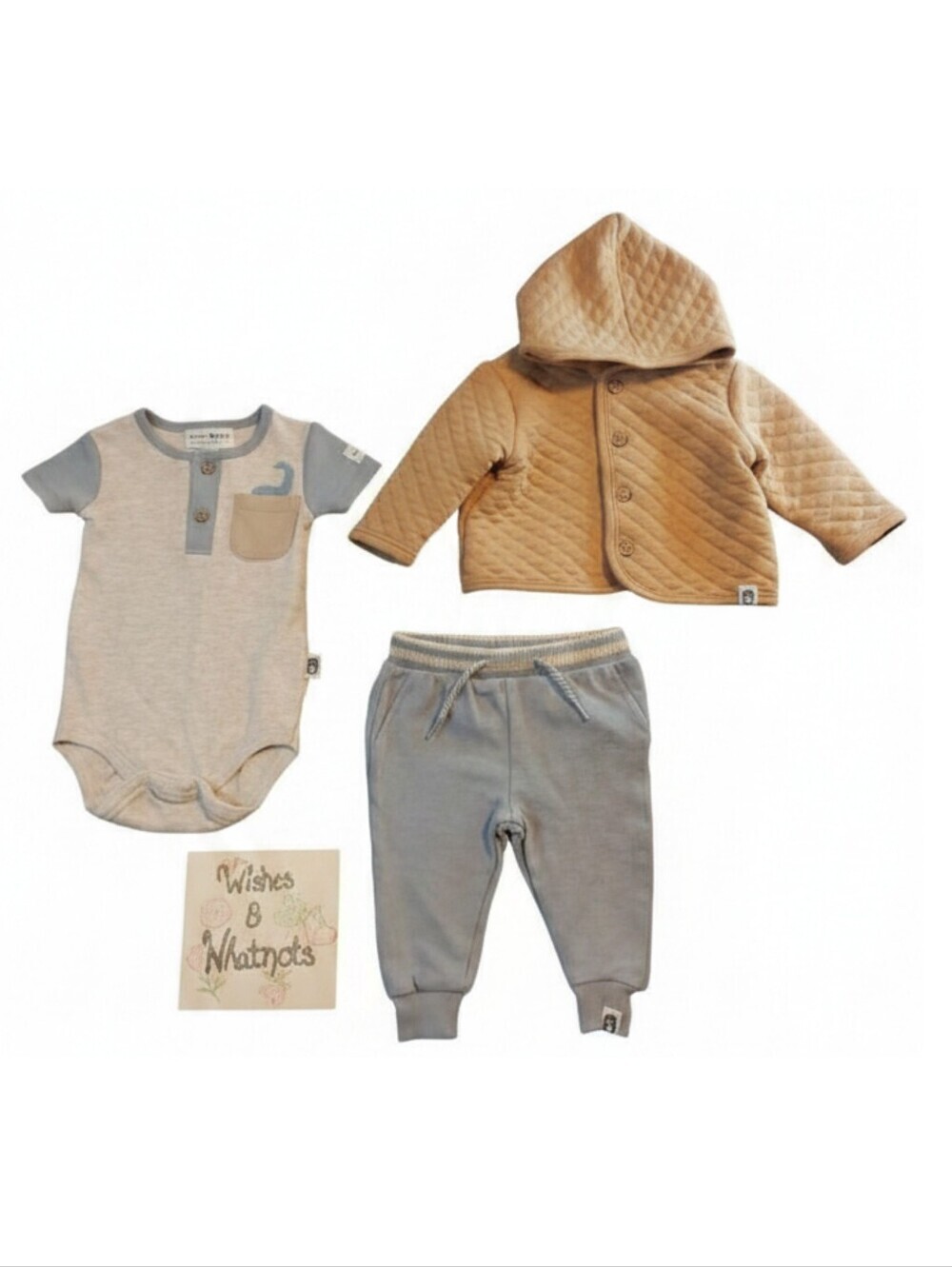 🔥5/$25🔥Rabbit + Bear Organic Baby 2-Piece Pants & Body Suit 0-3M + Coat 3-6M
